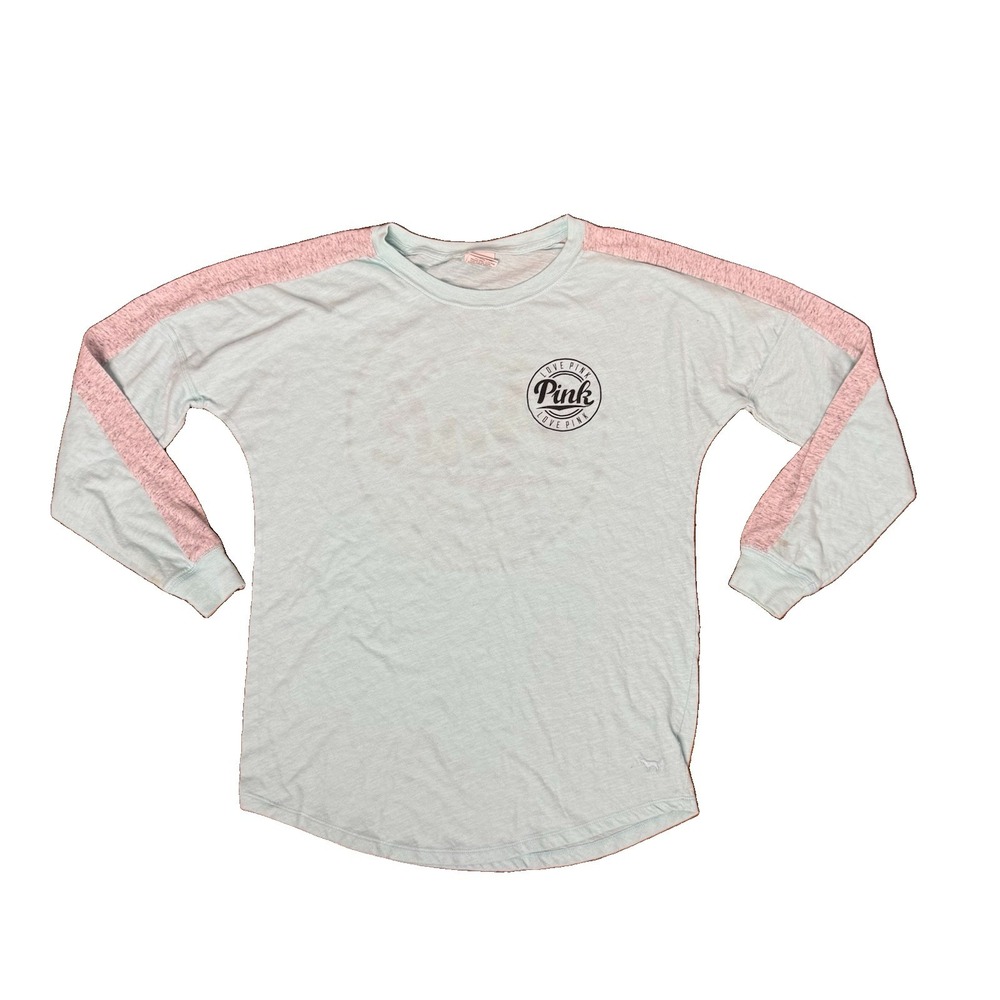 Light Blue Victoria's Secret PINK Long-sleeve T-shirt Women's Size Xs